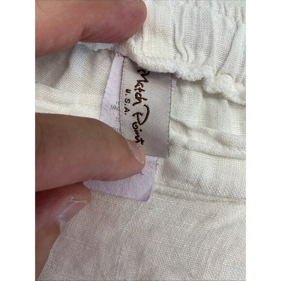 Match‎ Point White M 100% Linen Wide Leg crop Pants lagenlook minimalist artsy - Picture 4 of 9